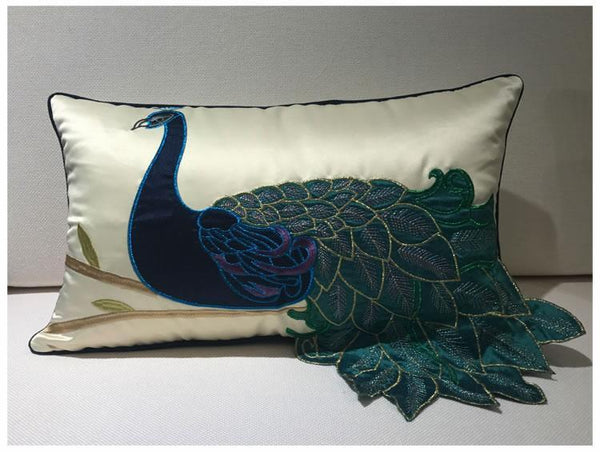 Beautiful Decorative Throw Pillows, Embroider Peacock Cotton and linen Pillow Cover, Decorative Sofa Pillows, Decorative Pillows for Couch-HomePaintingDecor