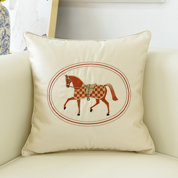 Horse Decorative Throw Pillows for Couch, Modern Decorative Throw Pillows, Embroider Horse Pillow Covers, Modern Sofa Decorative Pillows-HomePaintingDecor