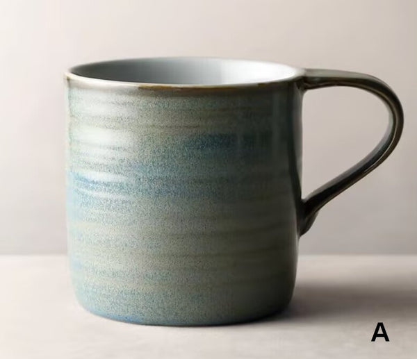 Blue Green Black Ceramic Coffee Mugs, Creative Handmade Coffee Mugs, Large Modern Handmade Pottery Coffee Cup, Large Capacity Coffee Mugs-HomePaintingDecor