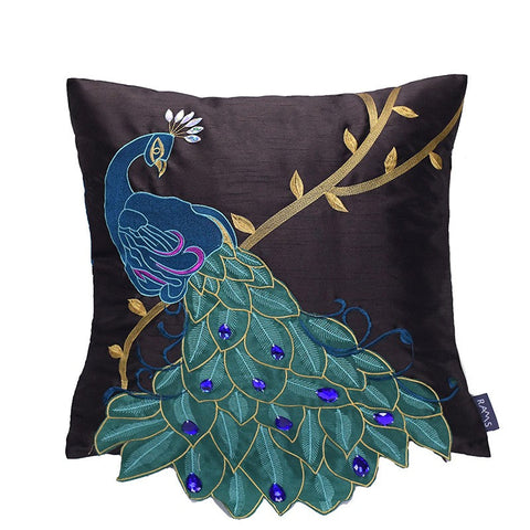 Decorative Pillows for Couch, Beautiful Decorative Throw Pillows, Embroider Peacock Cotton and linen Pillow Cover, Decorative Sofa Pillows-HomePaintingDecor