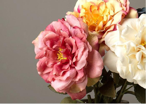 Rose Flower Arrangement, Silk Flower Centerpiece, Artificial Flower Decor, Wedding Decor, Faux Flower-HomePaintingDecor