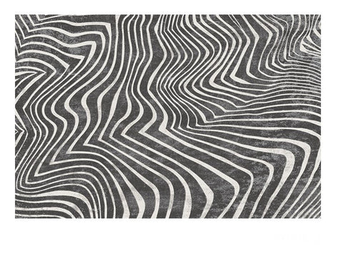 Mid Century Area Rugs for Living Room, Black Stripe Area Rugs under Sofa, Abstract Contemporary Rugs for Bedroom, Modern Carpets for Office, Dining Room Floor Rugs-HomePaintingDecor