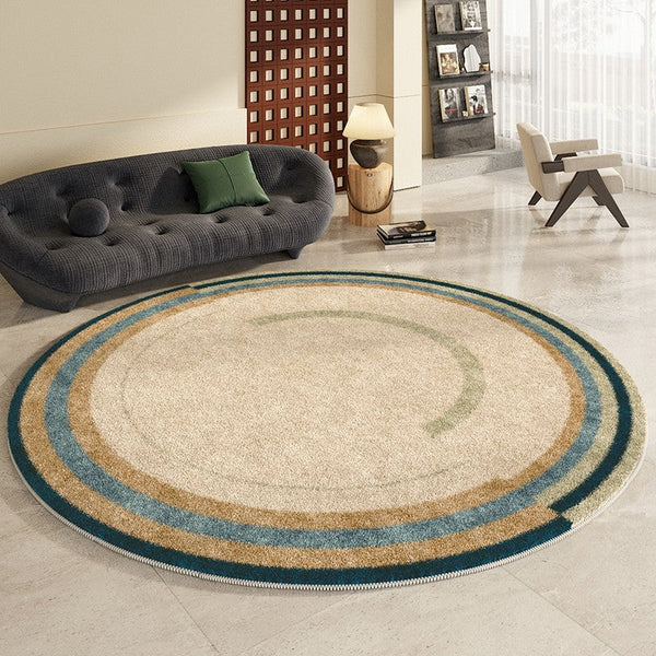 Modern Area Rugs under Coffee Table, Abstract Contemporary Round Rugs, Modern Rugs for Dining Room, Geometric Modern Rugs for Bedroom-HomePaintingDecor