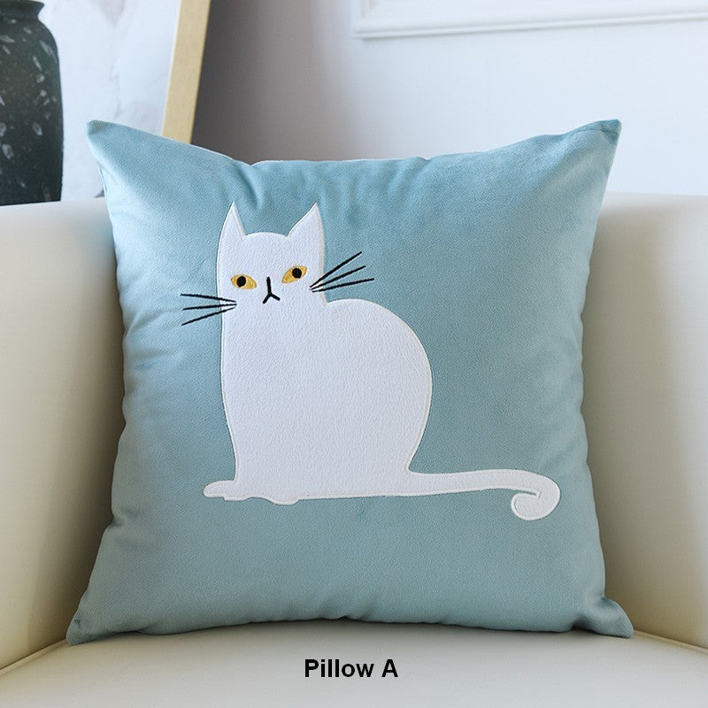 Lovely Cat Pillow Covers for Kid's Room, Modern Sofa Decorative Pillows, Cat Decorative Throw Pillows for Couch, Modern Decorative Throw Pillows-HomePaintingDecor