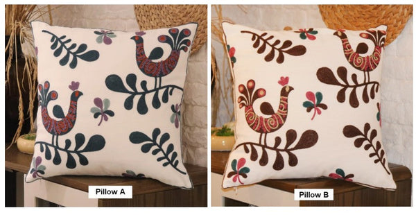 Farmhouse Embroider Cotton Pillow Covers, Love Birds Decorative Sofa Pillows, Cotton Decorative Pillows, Decorative Throw Pillows for Couch-HomePaintingDecor