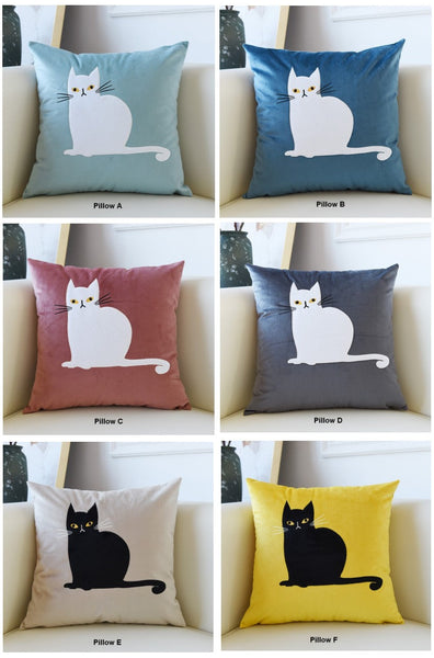 Lovely Cat Pillow Covers for Kid's Room, Modern Sofa Decorative Pillows, Cat Decorative Throw Pillows for Couch, Modern Decorative Throw Pillows-HomePaintingDecor