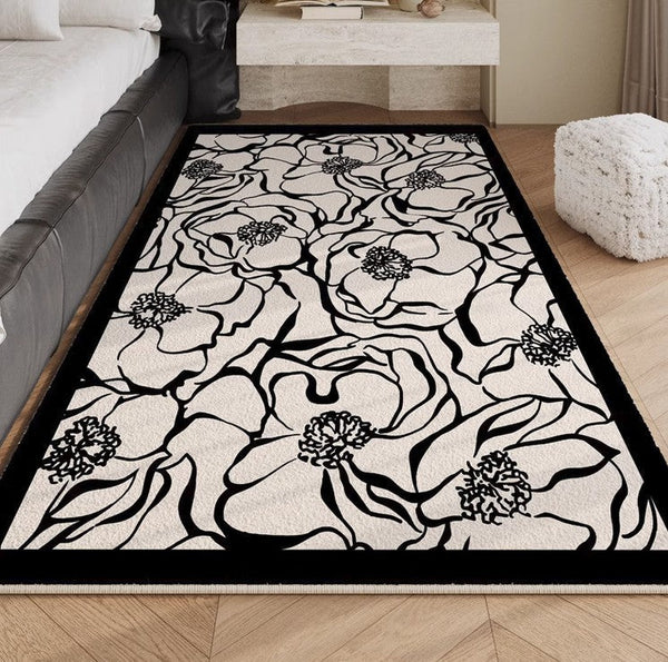 Modern Rugs for Living Room, Flower Pattern Contemporary Modern Rugs, Abstract Contemporary Rugs Next to Bed, Modern Rugs for Dining Room-HomePaintingDecor