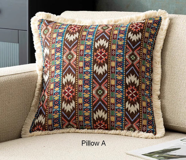 Bohemian Decorative Sofa Pillows for Living Room, Oriental Throw Pillow for Couch, Modern Geometric Decorative Throw Pillows for Bedroom-HomePaintingDecor