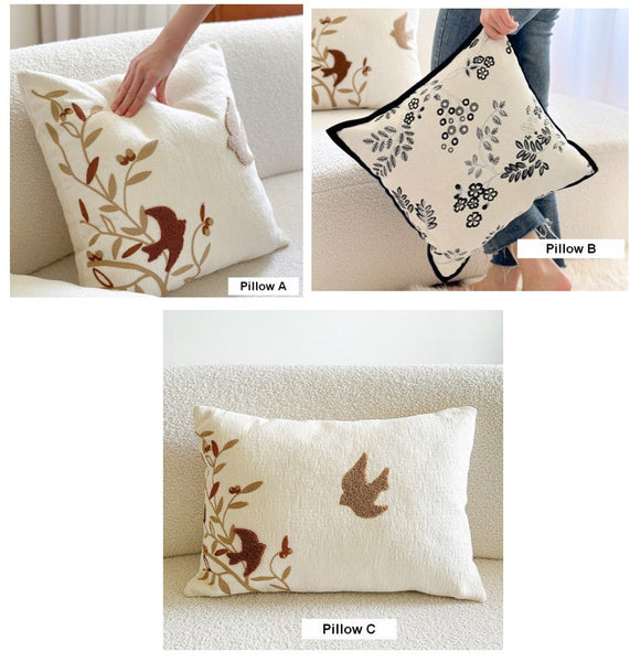 Square Decorative Pillow Covers, Decorative Pillows for Couch, Farmhouse Decorative Pillows for Sofa, Spring Swallow Decorative Pillows for Bedroom-HomePaintingDecor