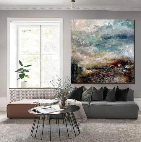 Modern Contemporary Abstract Artwork, Extra Large Wall Art Paintings, Acrylic Painting for Dining Room, Palette Knife Painting, Heavy Texutre Wall Art-HomePaintingDecor