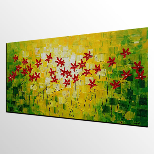 Flower Painting, Abstract Wall Art, Custom Canvas Art, Contemporary Artwork, Art on Canvas 269-HomePaintingDecor