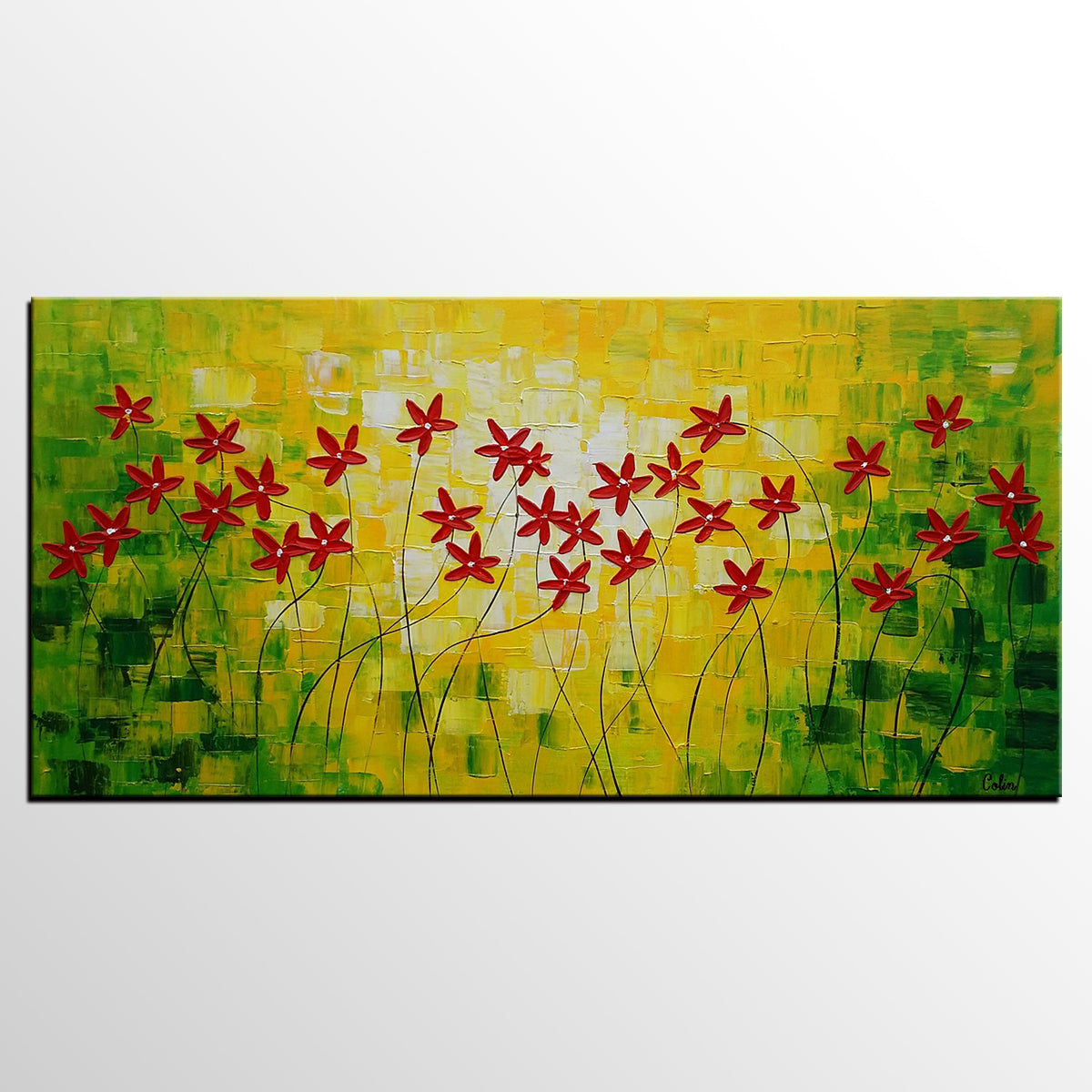 Flower Painting, Abstract Wall Art, Custom Canvas Art, Contemporary Artwork, Art on Canvas 269-HomePaintingDecor