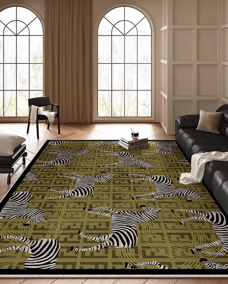 Mid Century Zebra Modern Rugs in Bedroom, Dining Room Modern Rugs, Living Room Modern Area Rugs, Large Contemporary Floor Carpets-HomePaintingDecor