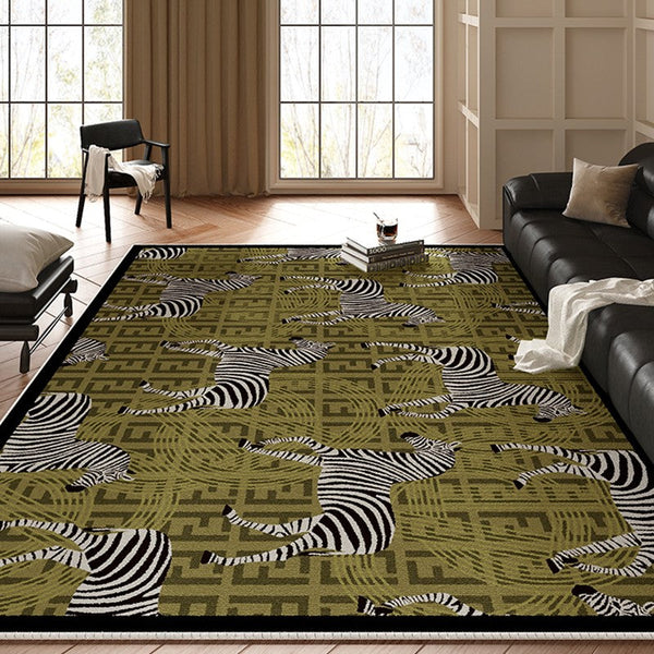 Mid Century Zebra Modern Rugs in Bedroom, Dining Room Modern Rugs, Living Room Modern Area Rugs, Large Contemporary Floor Carpets-HomePaintingDecor