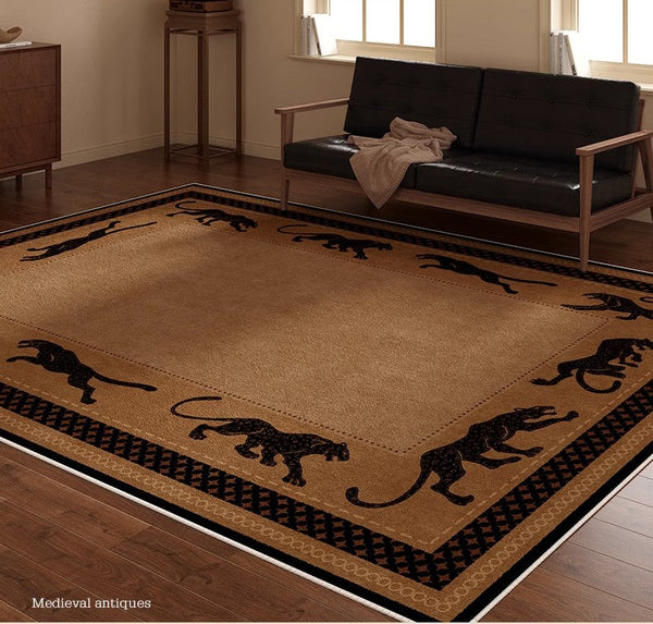 Large Modern Rugs for Living Room, Mid Century Cheetah Pattern Modern Rugs for Dining Room, Modern Rug Ideas for Bedroom-HomePaintingDecor