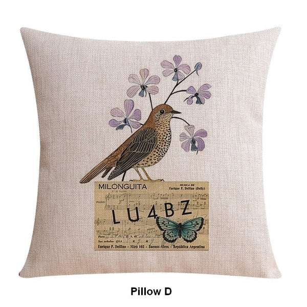 Modern Sofa Decorative Pillows for Children's Room, Singing Birds Decorative Throw Pillows, Love Birds Throw Pillows for Couch, Decorative Pillow Covers-HomePaintingDecor