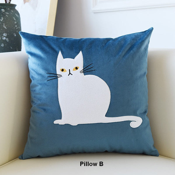 Cat Decorative Throw Pillows for Couch, Modern Sofa Decorative Pillows, Lovely Cat Pillow Covers for Kid's Room, Modern Decorative Throw Pillows-HomePaintingDecor