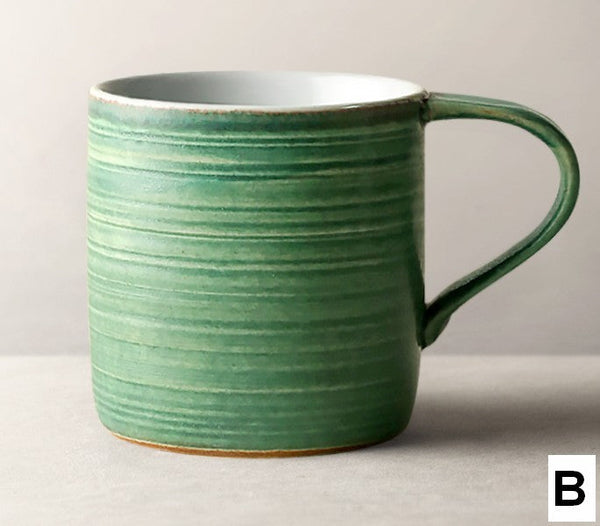 Creative Handmade Coffee Mugs, Blue Green Black Ceramic Coffee Mugs, Large Modern Handmade Pottery Coffee Cup, Large Capacity Coffee Mugs-HomePaintingDecor