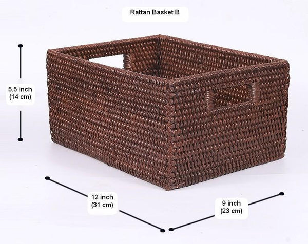 Storage Baskets for Clothes, Rectangular Storage Baskets, Large Brown Woven Storage Baskets, Storage Baskets for Shelves-HomePaintingDecor