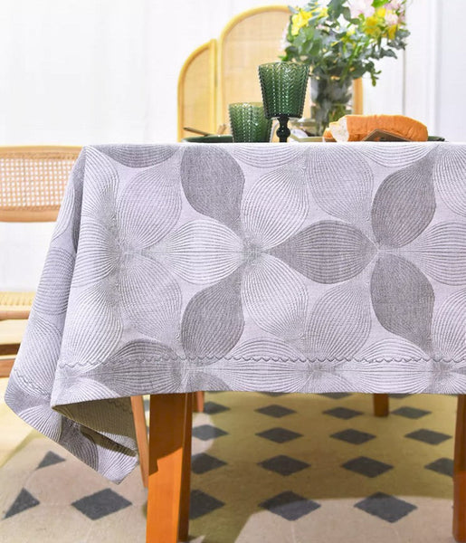 Large Rectangle Table Covers for Dining Room Table, Modern Table Cloths for Kitchen, Simple Contemporary Grey Cotton Tablecloth, Square Tablecloth for Round Table-HomePaintingDecor