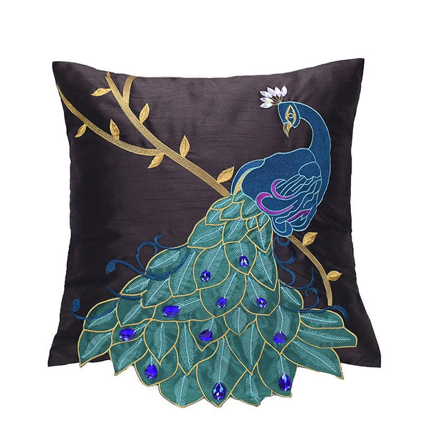 Decorative Pillows for Couch, Beautiful Decorative Throw Pillows, Embroider Peacock Cotton and linen Pillow Cover, Decorative Sofa Pillows-HomePaintingDecor