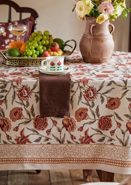 Long Rectangular Tablecloth for Dining Room Table, Flower Farmhouse Table Covers, Square Tablecloth for Round Table, Extra Large Modern Tablecloth for Living Room-HomePaintingDecor