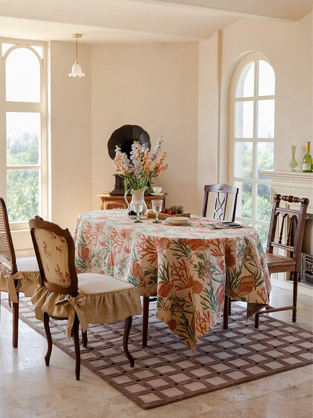 Sea Shell Pattern Tablecloth, Large Modern Rectangle Tablecloth for Dining Room Table, Square Tablecloth, Farmhouse Table Cloth, Wedding Tablecloth-HomePaintingDecor