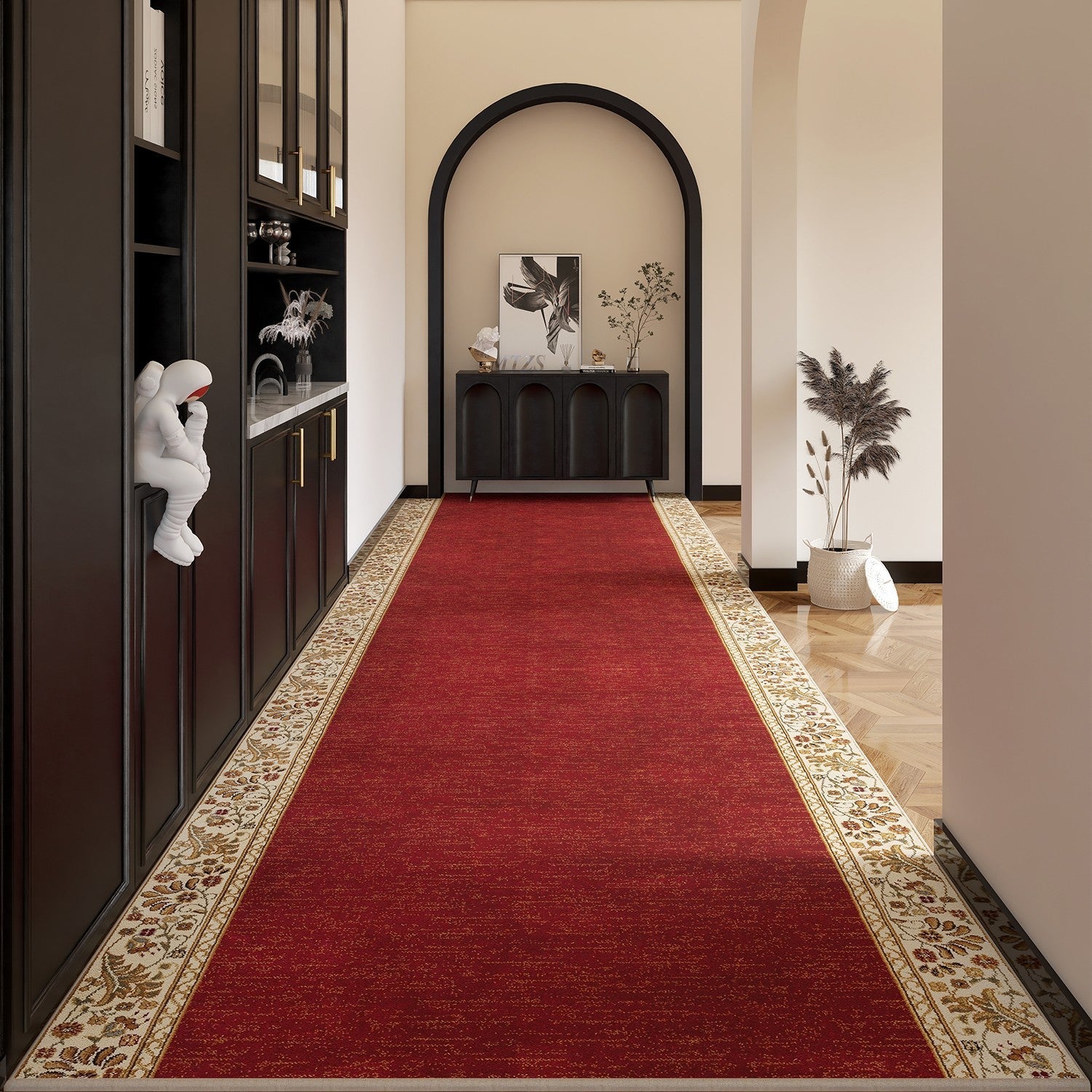 Traditional Red Persian Long Narrow Runner Rugs, Extra Long Hallway Runners, Non Slip Entrance Runner Rugs, Washable Entryway Runner Rug Ideas, Kitchen Runner Rugs-HomePaintingDecor