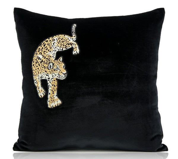 Contemporary Throw Pillows, Cheetah Decorative Throw Pillows, Modern Sofa Pillows, Black Decorative Pillows for Living Room-HomePaintingDecor