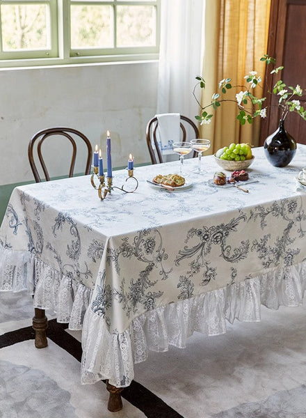 Picnic Spring Flower Table Covers for Round Table, Large Modern Rectangle Tablecloth for Dining Table, Farmhouse Table Cloth for Oval Table-HomePaintingDecor