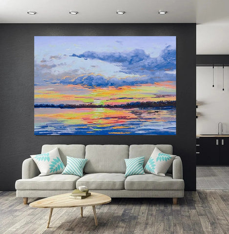 Abstract Landscape Paintings, Heavy Texture Painting, Hand Painted Wall Art, Contemporary Wall Art Paintings, Simple Modern Paintings for Living Room-HomePaintingDecor