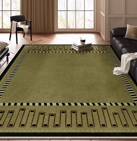 Large Modern Rugs in Living Room, Green Contemporary Rugs for Bedroom, Mid Century Modern Rugs under Sofa, Dining Room Floor Carpets-HomePaintingDecor