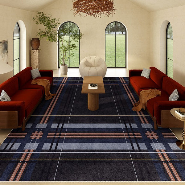 Geometric Modern Rug Placement Ideas for Dining Room, Abstract Blue Contemporary Modern Rugs for Living Room, Large Modern Rugs for Bedroom-HomePaintingDecor