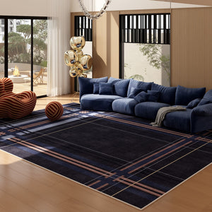 Abstract Blue Contemporary Modern Rugs for Living Room, Geometric Modern Rug Placement Ideas for Dining Room, Large Modern Rugs for Bedroom-HomePaintingDecor