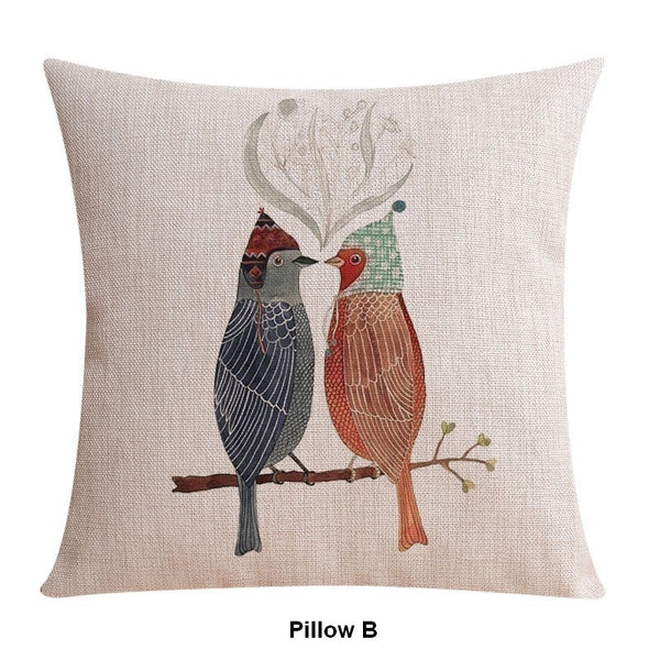 Large Decorative Pillow Covers, Decorative Sofa Pillows for Children's Room, Love Birds Throw Pillows for Couch, Singing Birds Decorative Throw Pillows-HomePaintingDecor