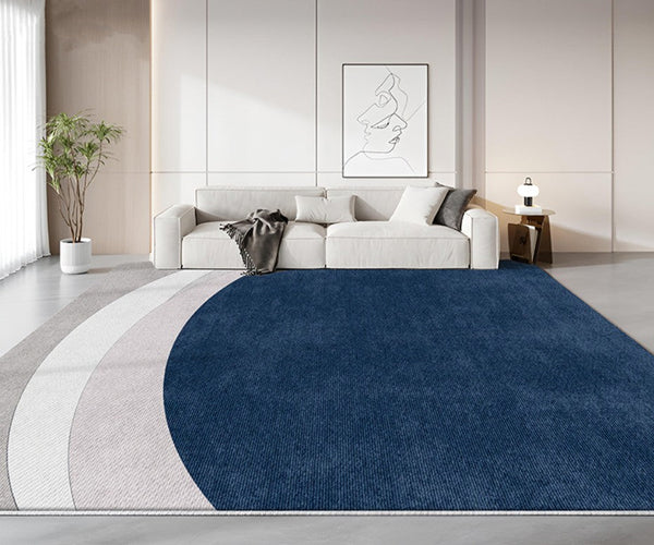 Abstract Blue Contemporary Modern Rugs in Bedroom, Dining Room Floor Carpets, Large Modern Living Room Rugs, Geometric Modern Area Rugs-HomePaintingDecor