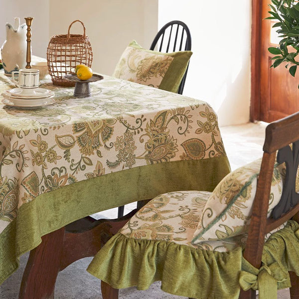 Extra Large Modern Tablecloth Ideas for Dining Room Table, Green Flower Pattern Table Cover for Kitchen, Outdoor Picnic Tablecloth, Rectangular Tablecloth for Round Table-HomePaintingDecor