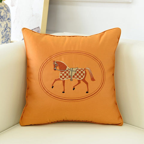 Modern Decorative Throw Pillows, Horse Decorative Throw Pillows for Couch, Embroider Horse Pillow Covers, Modern Sofa Decorative Pillows-HomePaintingDecor