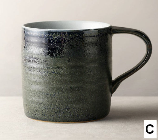 Creative Handmade Coffee Mugs, Blue Green Black Ceramic Coffee Mugs, Large Modern Handmade Pottery Coffee Cup, Large Capacity Coffee Mugs-HomePaintingDecor