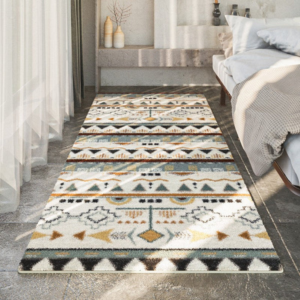 Simple Geometric Runner Rugs for Hallway, Contemporary Runner Rugs Next to Bed, Modern Runner Rugs for Entryway, Modern Rugs for Dining Room-HomePaintingDecor