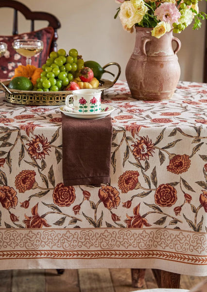 Long Rectangular Tablecloth for Dining Room Table, Flower Farmhouse Table Covers, Square Tablecloth for Round Table, Extra Large Modern Tablecloth for Living Room-HomePaintingDecor