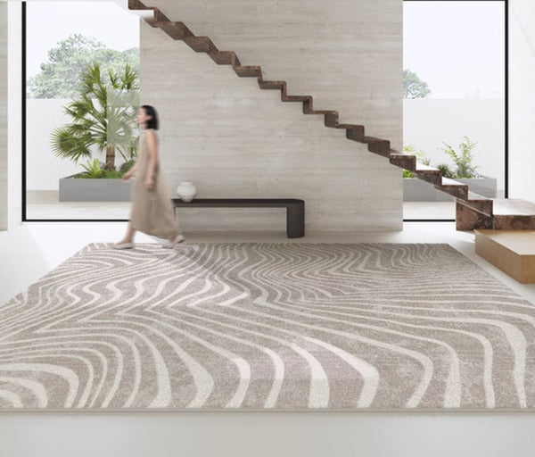 Modern Carpets for Office, Dining Room Floor Rugs, Stripe Area Rugs under Sofa, Mid Century Area Rugs for Living Room, Abstract Contemporary Rugs for Bedroom-HomePaintingDecor