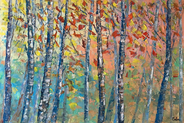 Birch Tree Painting, Landscape Painting, Original Wall Art, Canvas Art, Custom Large Oil Painting-HomePaintingDecor