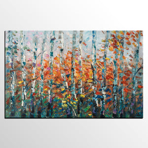 Birch Tree Wall Art, Custom Artwork, Art on Canvas, Living Room Wall Art, Ready to Hang-HomePaintingDecor