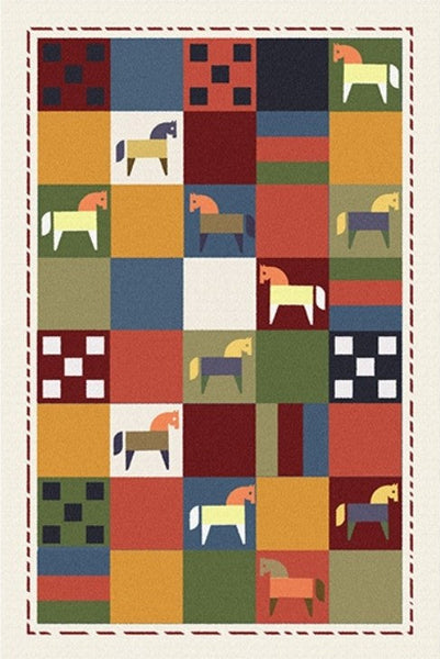 Lovely Horse Area Rugs for Children Room, Geometric Modern Rugs, Modern Rugs for Living Room, Cartoon Modern Rugs for Bedroom-HomePaintingDecor