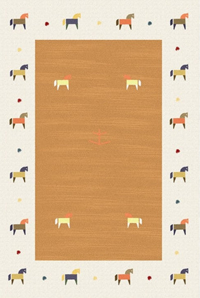 Cartoon Modern Rugs for Bedroom, Lovely Horse Area Rugs for Children Room, Geometric Modern Rugs, Modern Rugs for Living Room-HomePaintingDecor