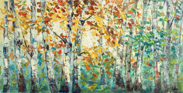 Autumn Tree Landscape Painting, Landscape Painting for Sale, Autumn Paintings, Living Room Wall Art Paintings, Custom Original Painting-HomePaintingDecor