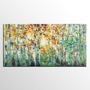 Autumn Tree Landscape Painting, Landscape Painting for Sale, Autumn Paintings, Living Room Wall Art Paintings, Custom Original Painting-HomePaintingDecor