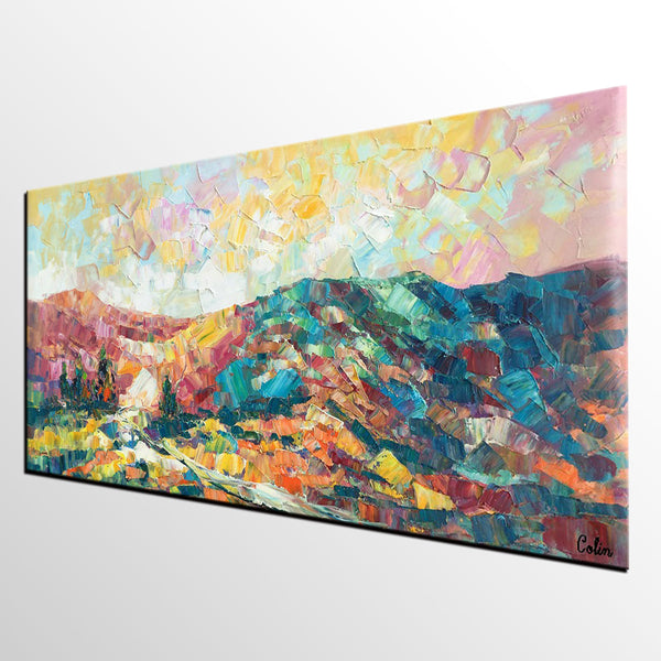 Canvas Painting, Mountain Landscape Painting, Large Canvas Art, Custom Extra Large Wall Art-HomePaintingDecor