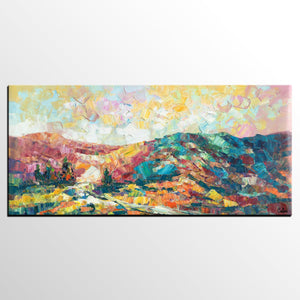 Canvas Painting, Mountain Landscape Painting, Large Canvas Art, Custom Extra Large Wall Art-HomePaintingDecor